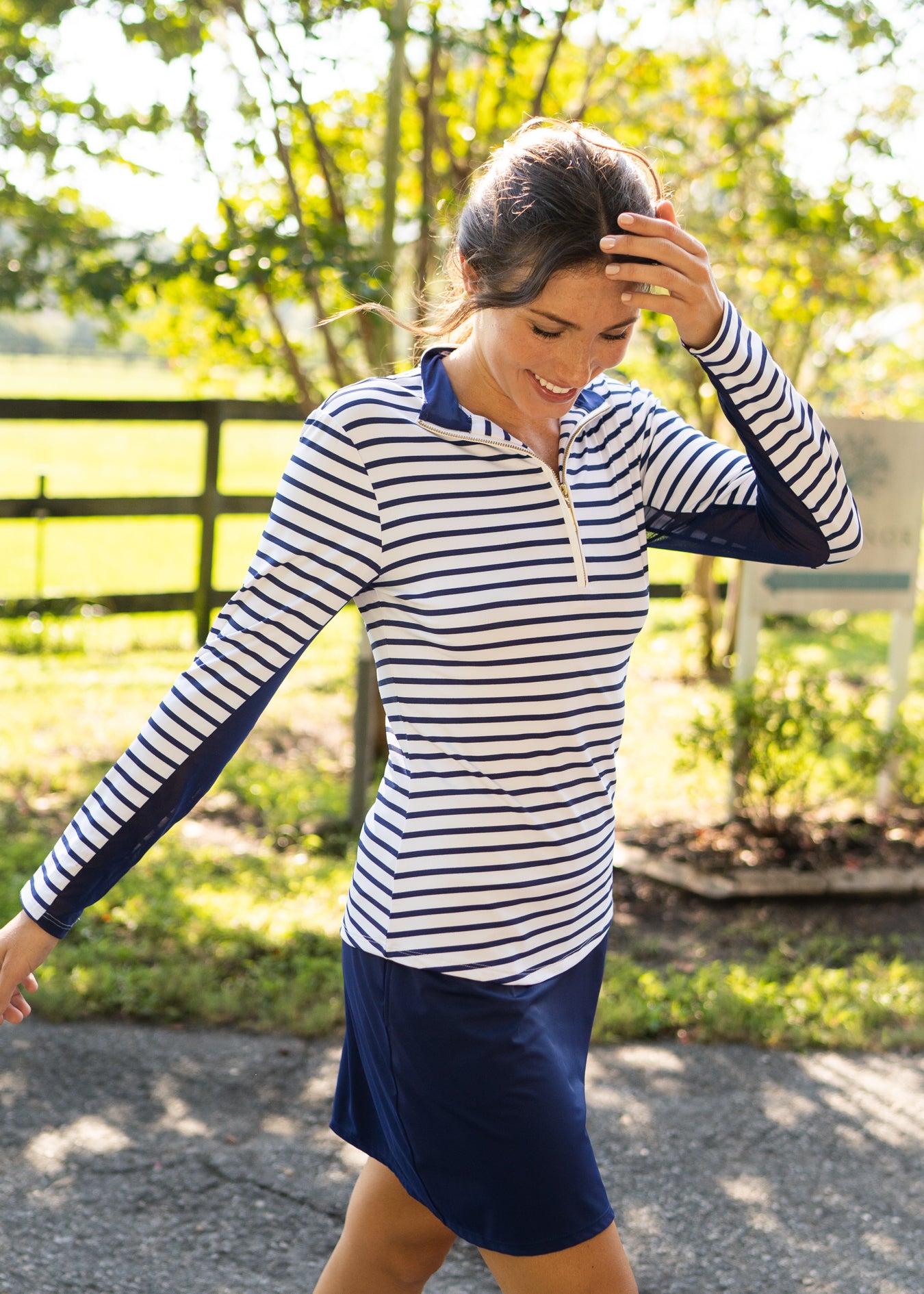 Navy Stripe 1/4 Zip Sport Top by Cabana Life