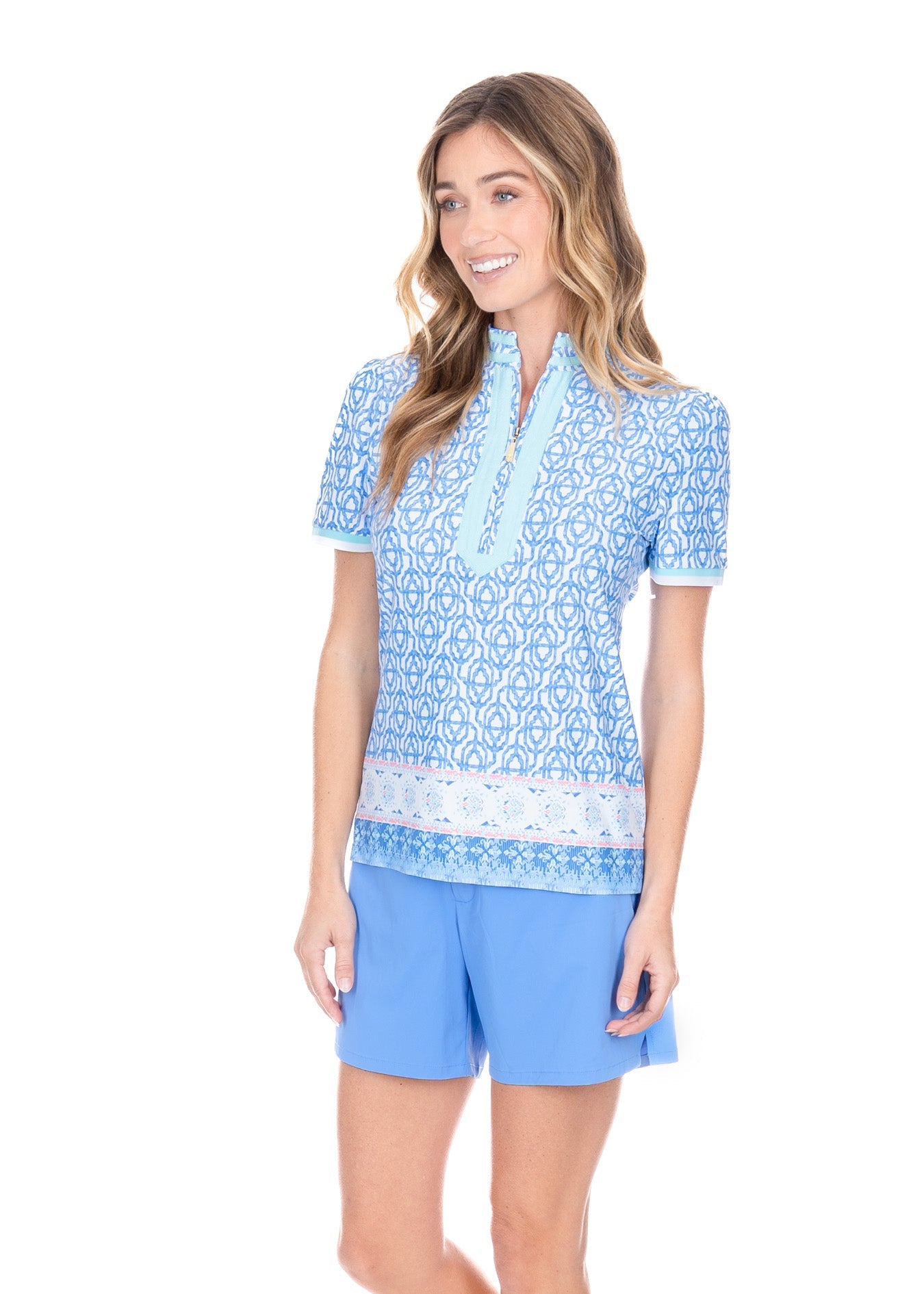 Lake Como Short Sleeve Collared Quarter Zip by Cabana Life