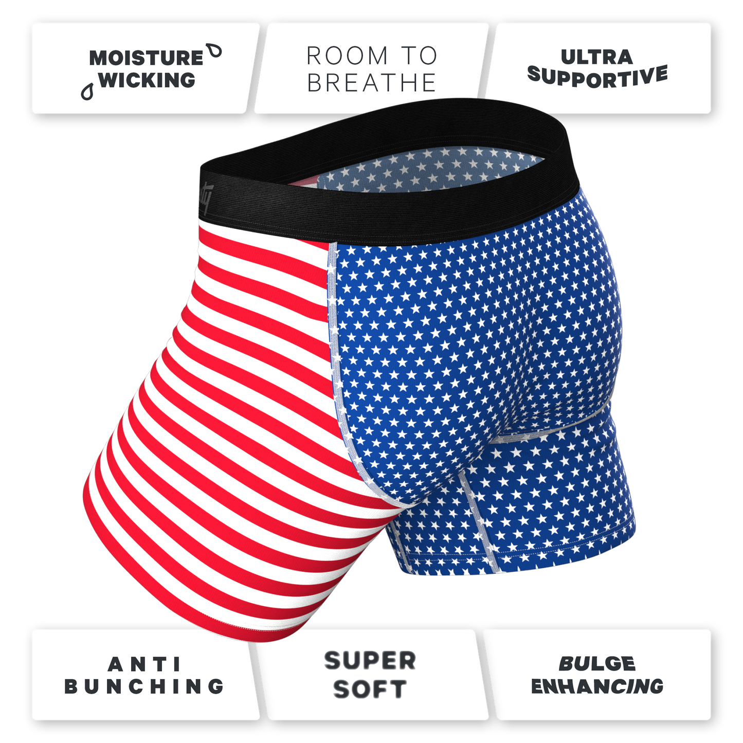The Ellis Island | USA Flag Ball Hammock® Pouch Underwear With Fly by Shinesty