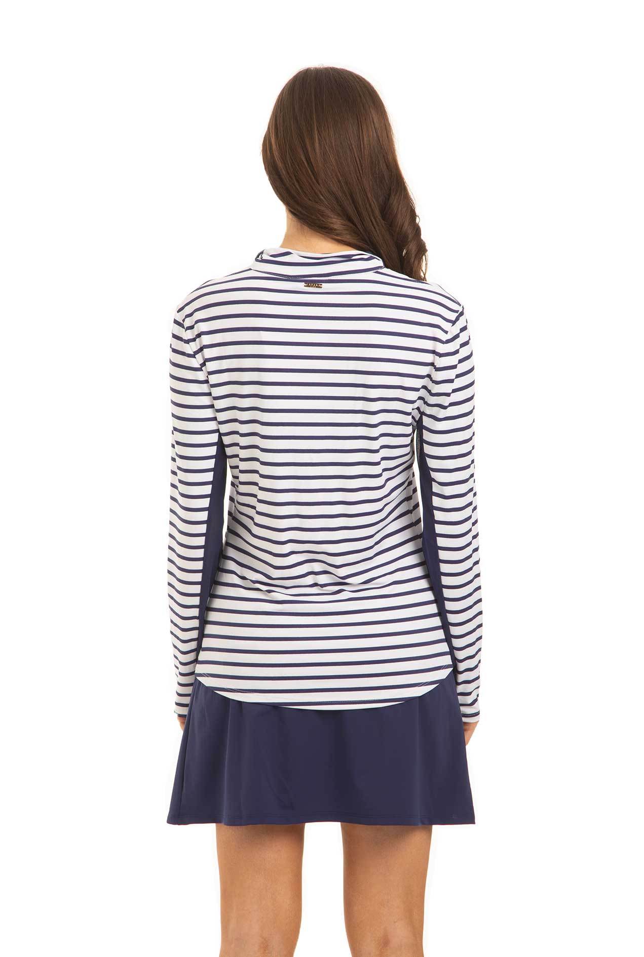 Navy Stripe 1/4 Zip Sport Top by Cabana Life