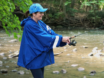 Brella 2020 Light Blue Unisex Hybrid Rain Jacket w/ Reflective Body and Sleeve Strips by The Brella Nation