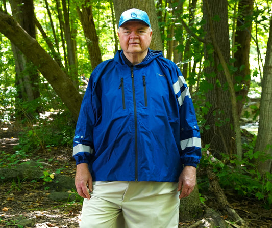 Brella 2020 Light Blue Unisex Hybrid Rain Jacket w/ Reflective Body and Sleeve Strips by The Brella Nation