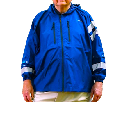 Brella 2020 Light Blue Unisex Hybrid Rain Jacket w/ Reflective Body and Sleeve Strips by The Brella Nation