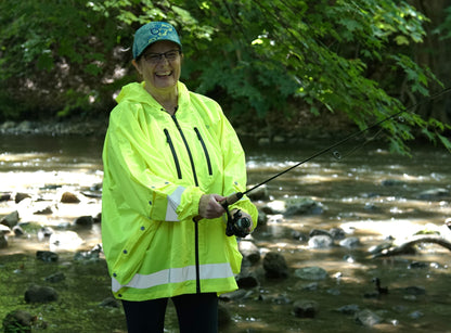 Brella 2020 Lime Green Unisex Hybrid Rain jacket w/ Reflective Strips by The Brella Nation