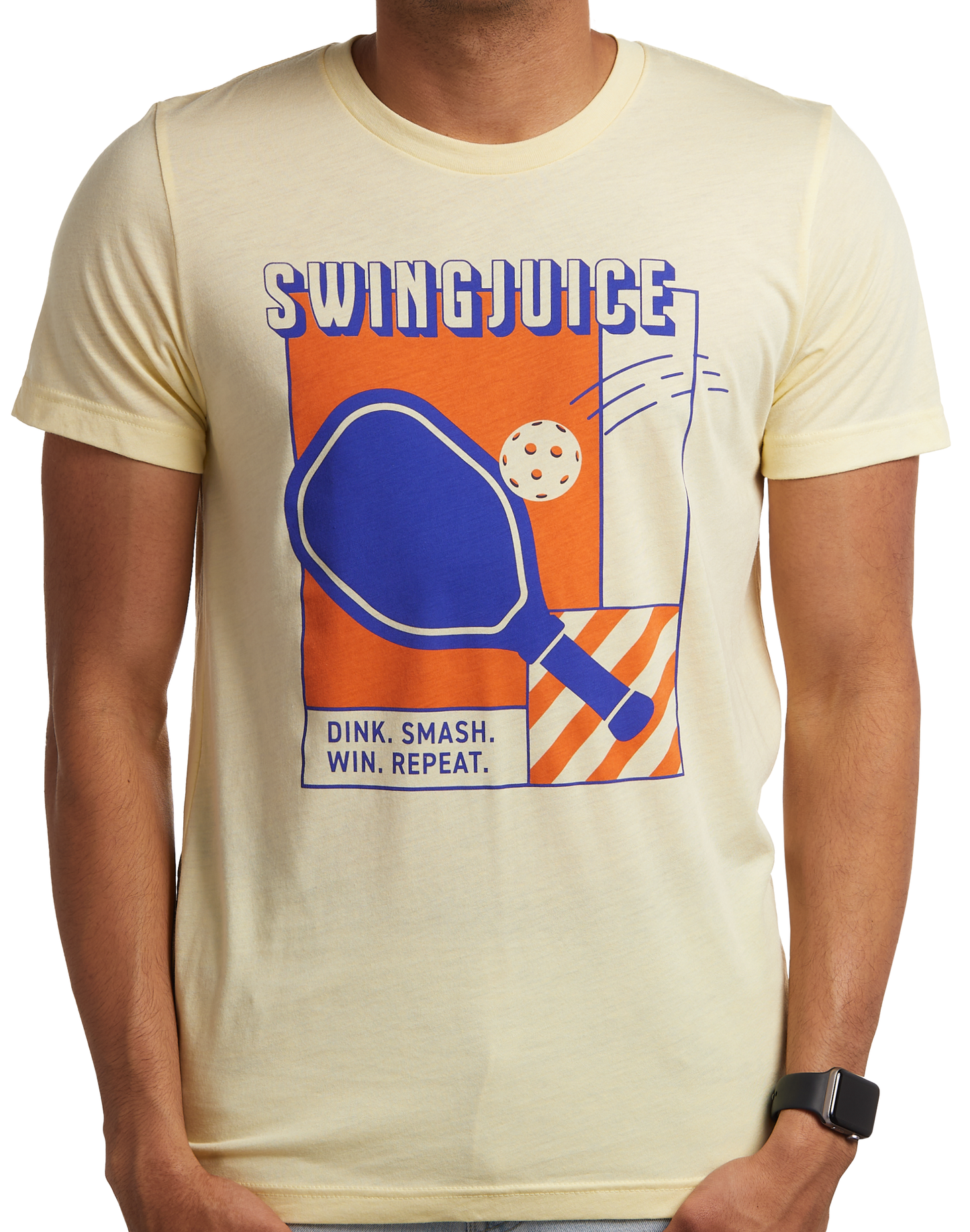 Pickleball Dink Smash Win Repeat Unisex T-Shirt by SwingJuice LLC