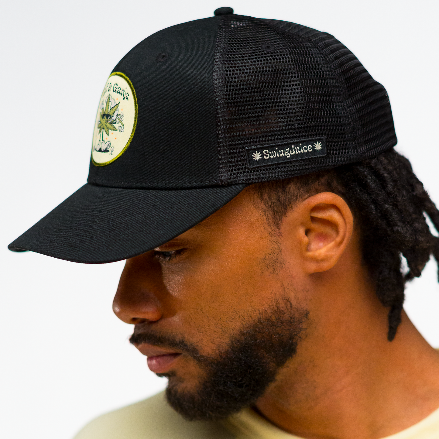 Golf & Ganja Unisex Trucker Hat Multi Black O/S by SwingJuice LLC