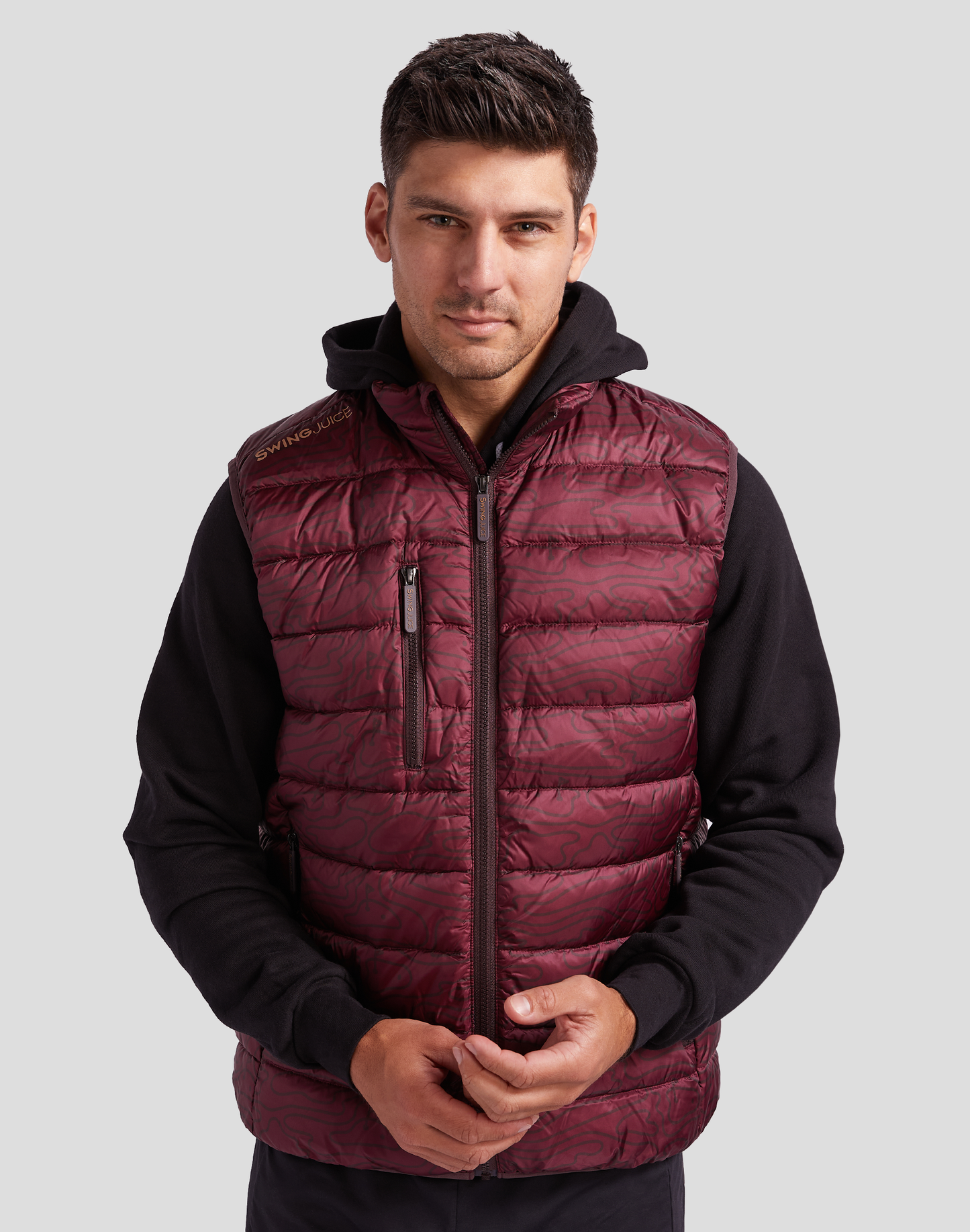 Golf Rhythmic Lines Men's Packable Puffer Vest by SwingJuice LLC