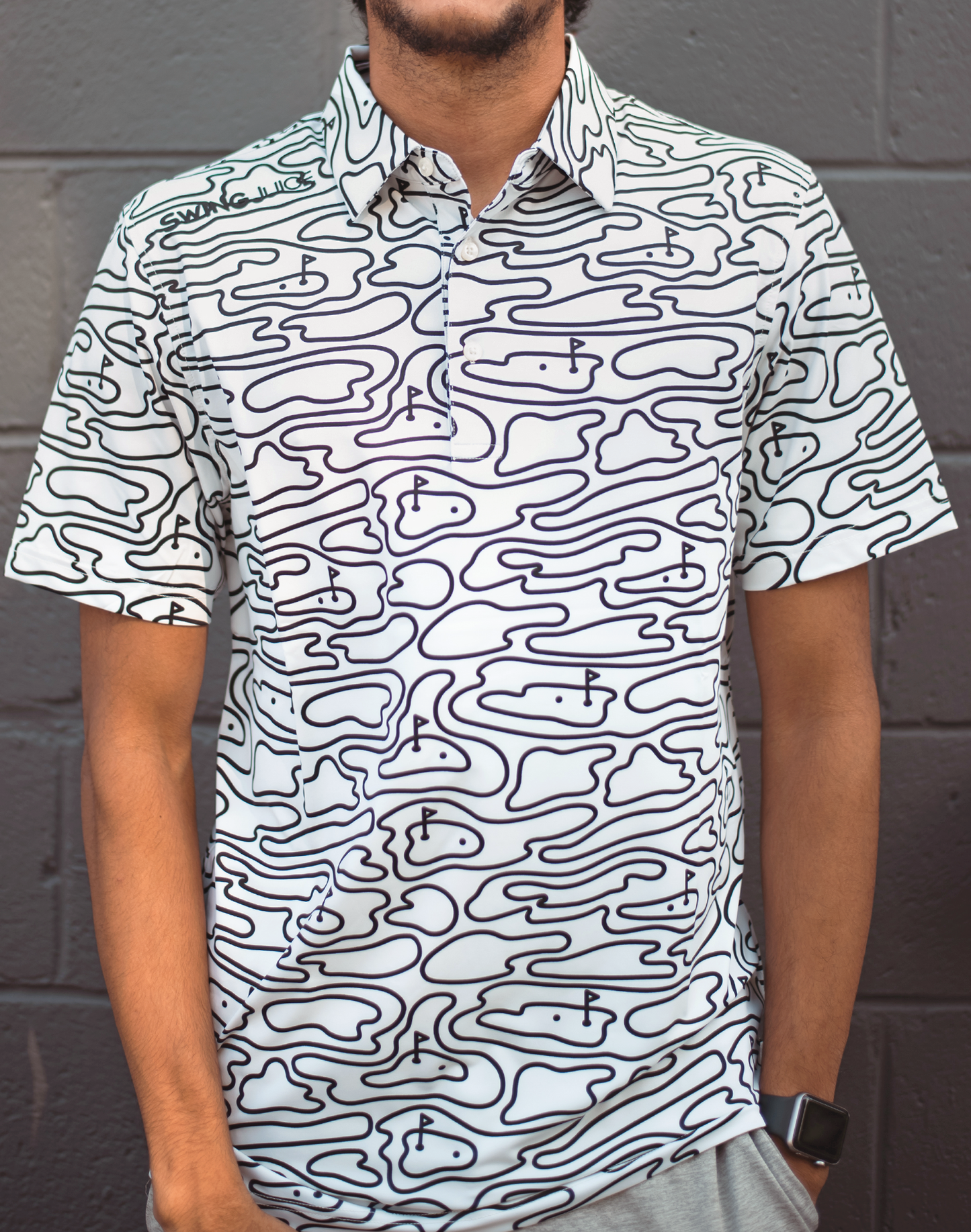 Golf Rhythmic Lines Men's Polo by SwingJuice LLC