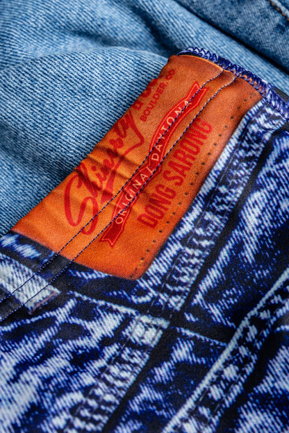 The Daytona Dong Sarong | Denim Print Swim Brief by Shinesty