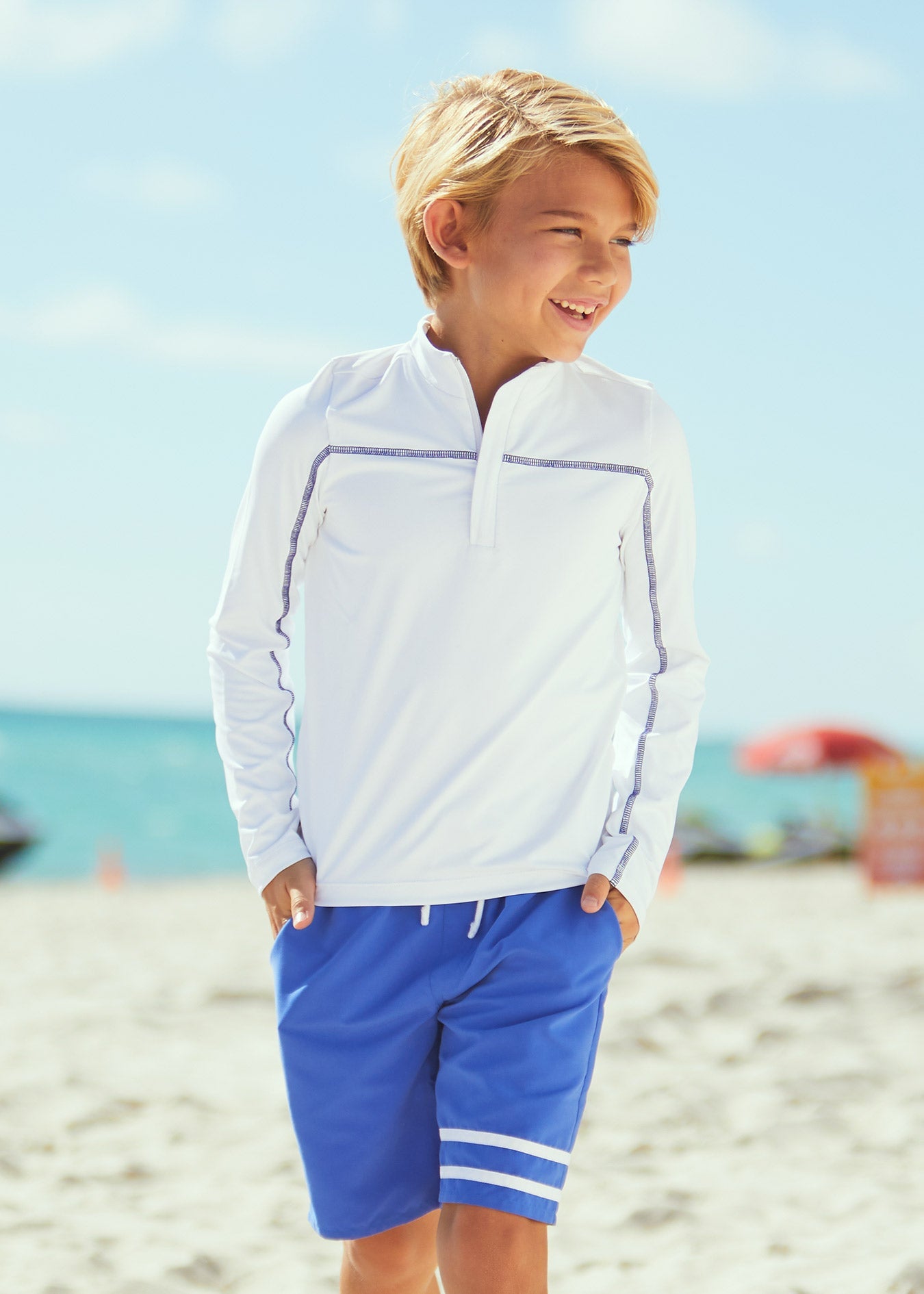 Boys White Sport Zip Top by Cabana Life