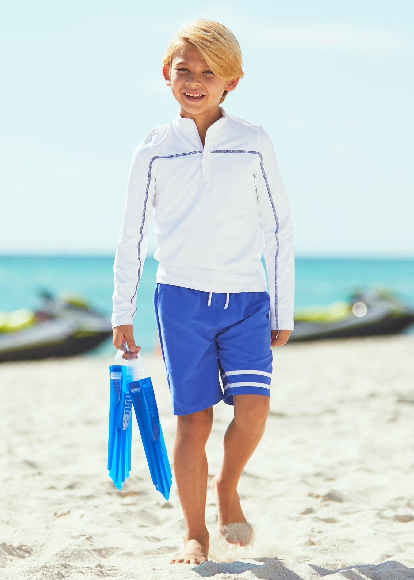 Boys White Sport Zip Top by Cabana Life