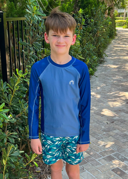 Boys Blue Long Sleeve Rashguard by Cabana Life