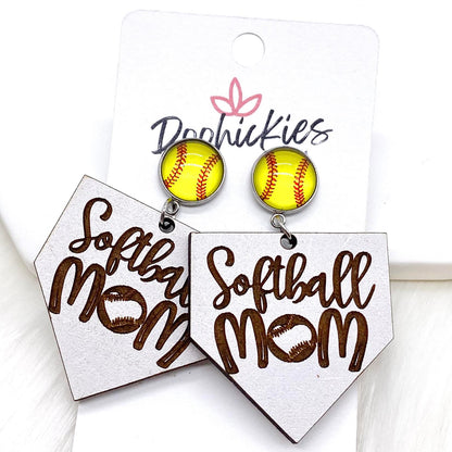 2" Ball Mom Dangles- Sports Earrings by Doohickies Wholesale