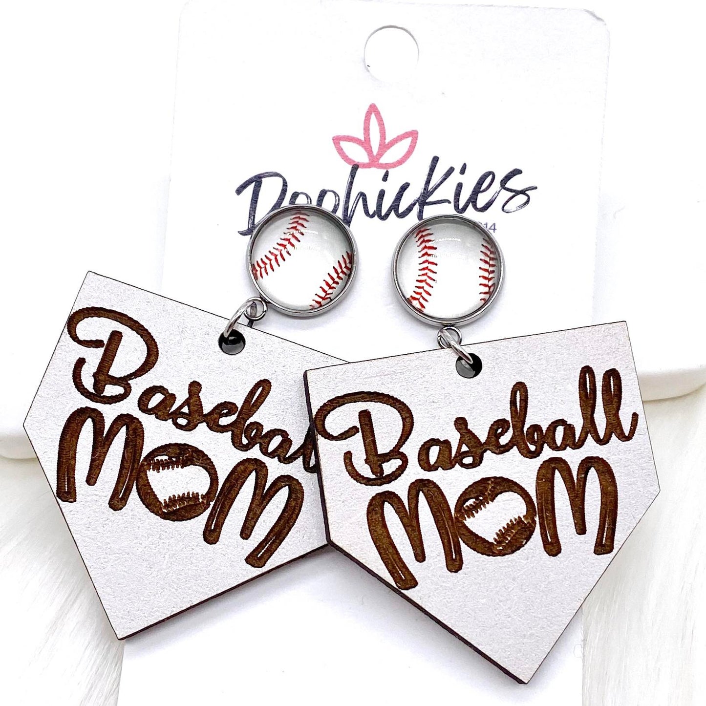 2" Ball Mom Dangles- Sports Earrings by Doohickies Wholesale