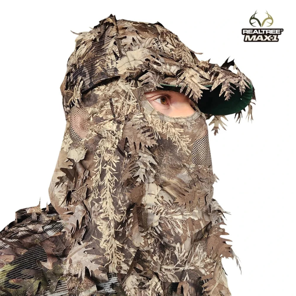 2-in-1 FRONT Leafy Face Mask and Camo Hat (Adjustable,OSFM) by QuikCamo