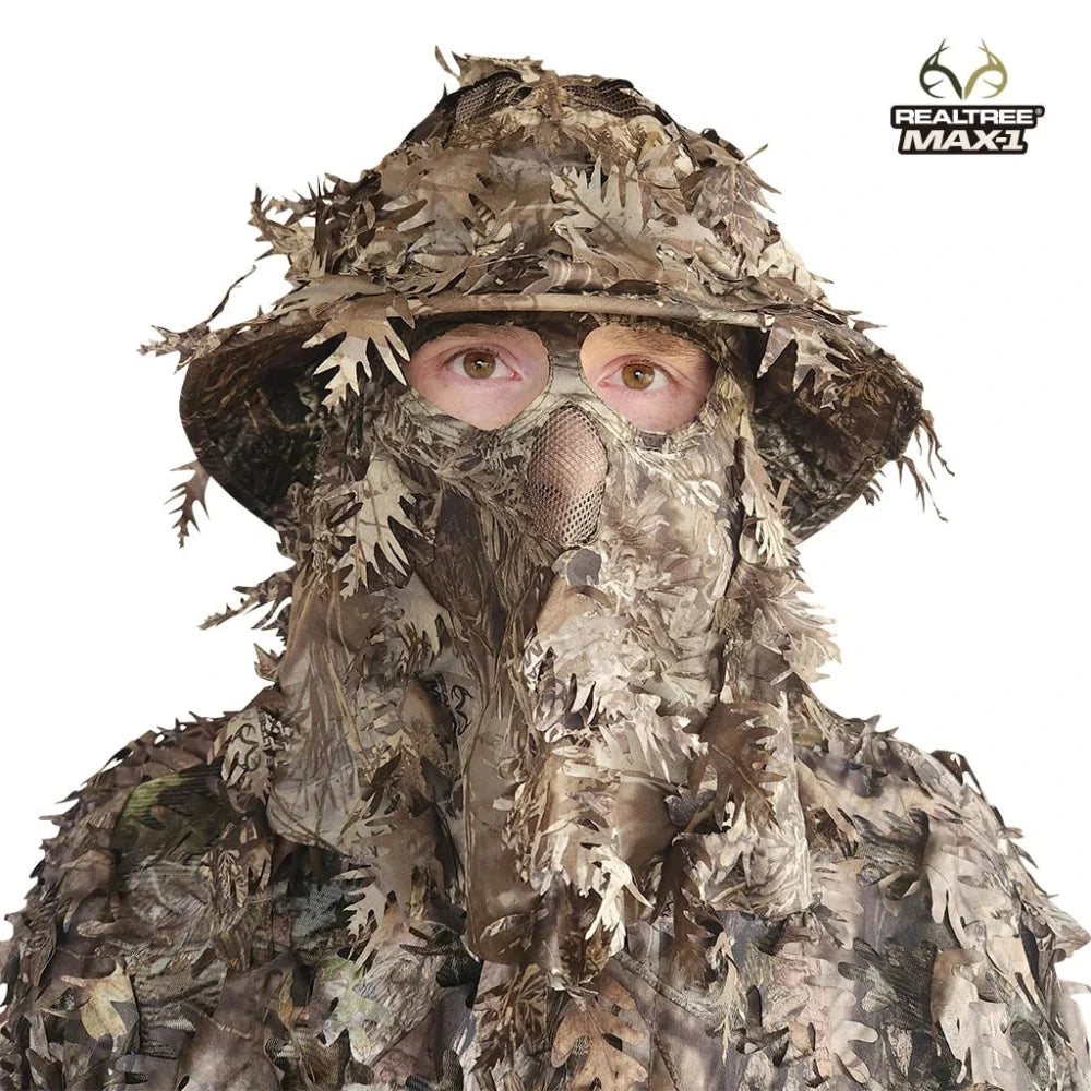 2-in-1 Leafy Face Mask and Bucket Hat (Adjustable, OSFM) by QuikCamo