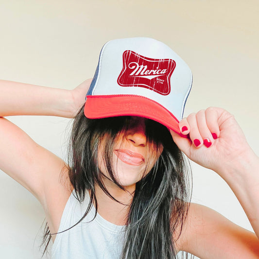 Merica Miller 4th of July Trucker Hat by 208 Tees