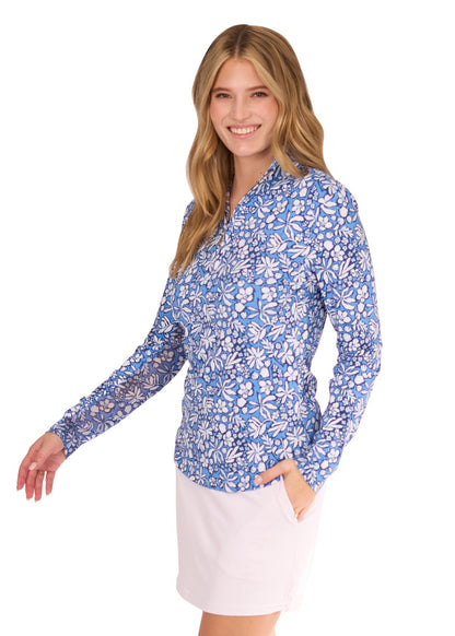 Seaside Floral 1/4 Zip Sport Top by Cabana Life