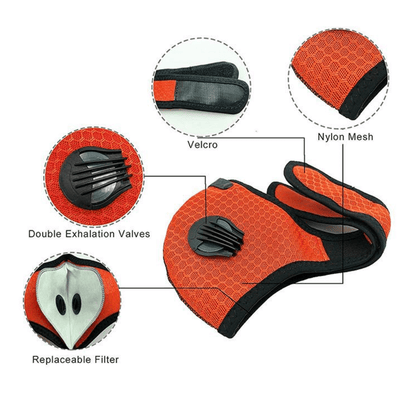 Performance Sports Face Mask with Activated Carbon Filter and Breathing Valves by Jupiter Gear