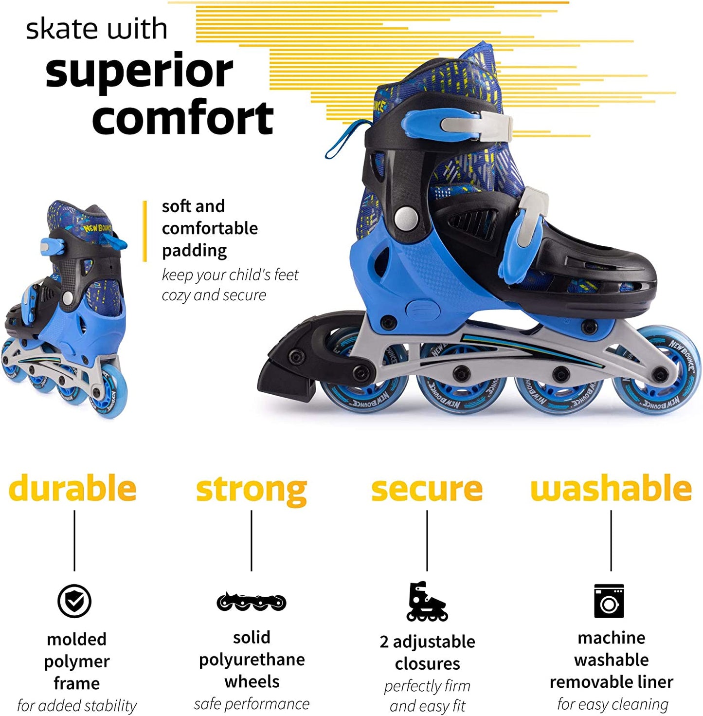 Adjustable Inline Skates by New Bounce