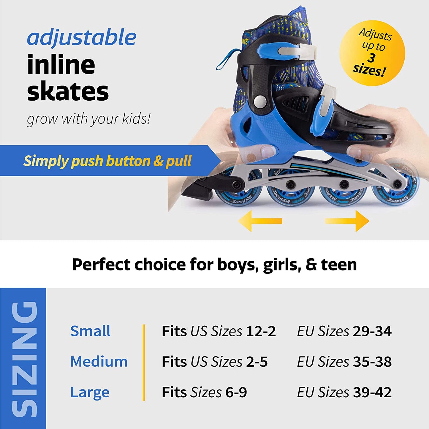 Adjustable Inline Skates by New Bounce