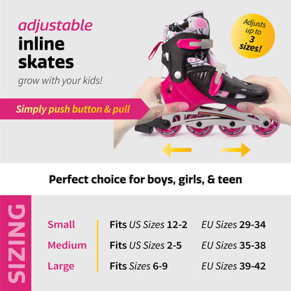 Adjustable Inline Skates - Pink by New Bounce