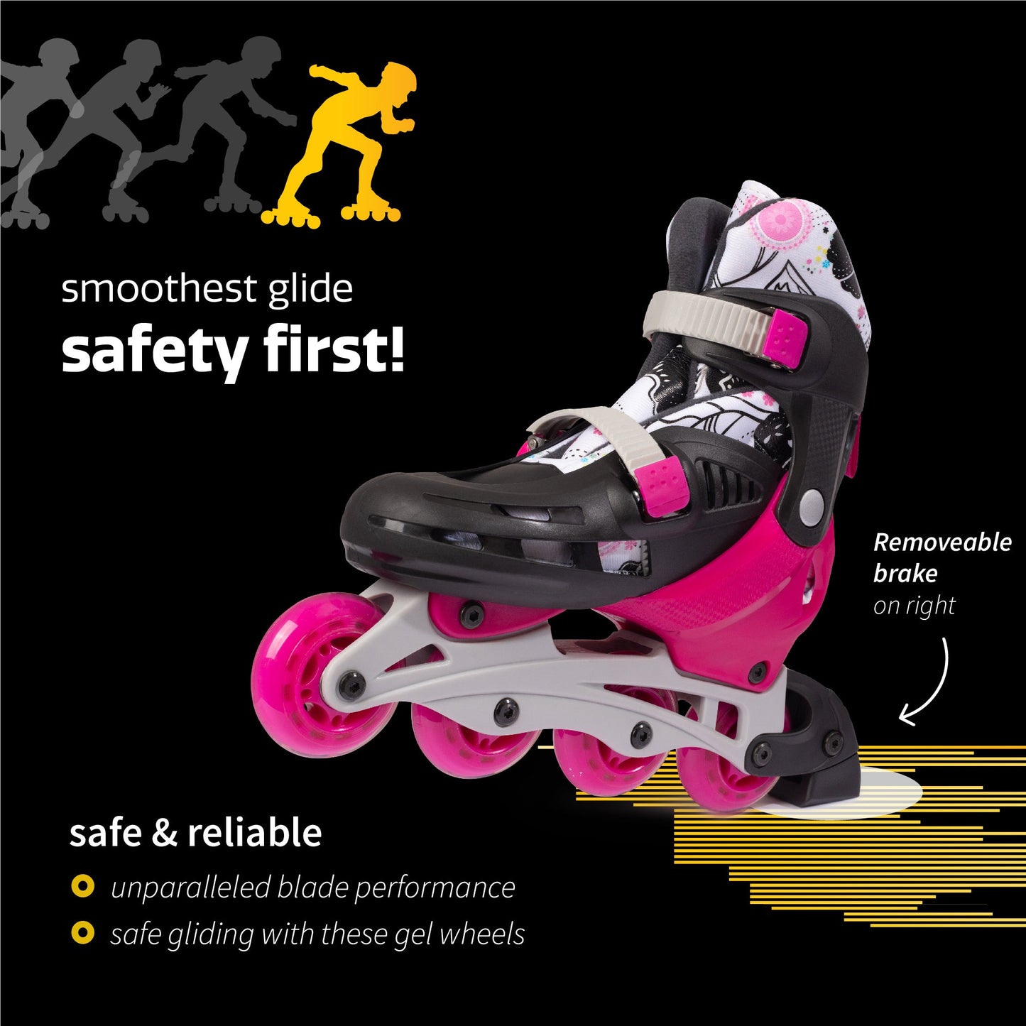 Adjustable Inline Skates - Pink by New Bounce