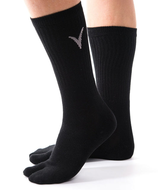 V-Toe Athletic Flip-Flop Tabi Big Toe Crew Socks - Black Solid by V-Toe Socks, Inc