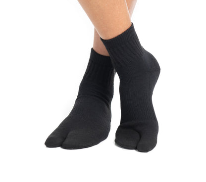 Black Wool Casual V-Toe Flip-Flop Tabi Big Toe Socks by V-Toe Socks, Inc