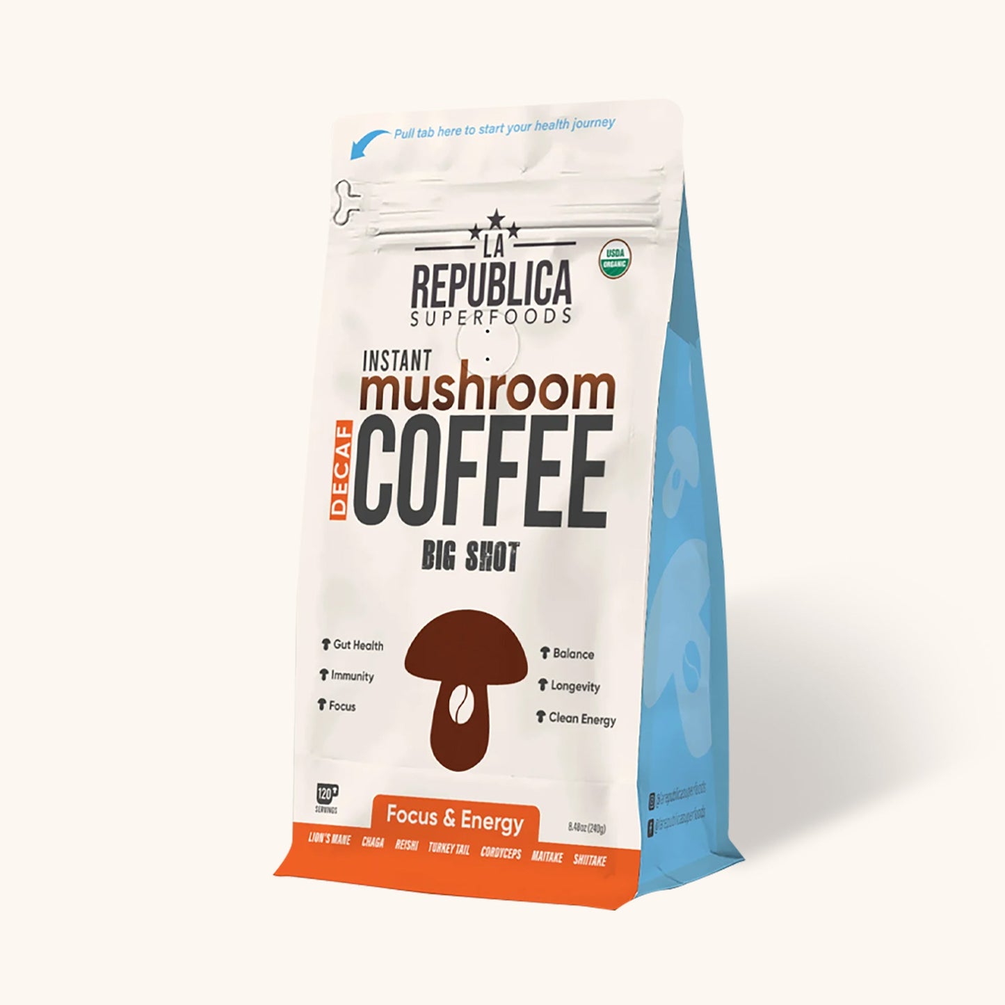 DECAF BIG SHOT INSTANT MUSHROOM COFFEE by La Republica Superfoods