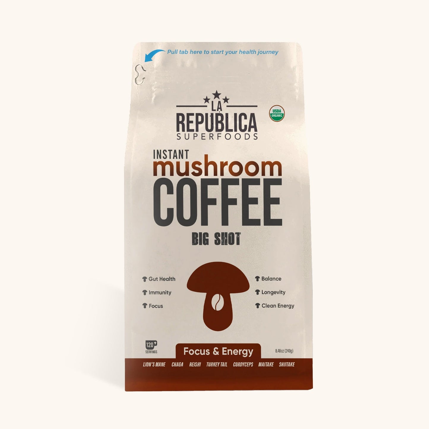 BIG SHOT INSTANT MUSHROOM COFFEE by La Republica Superfoods