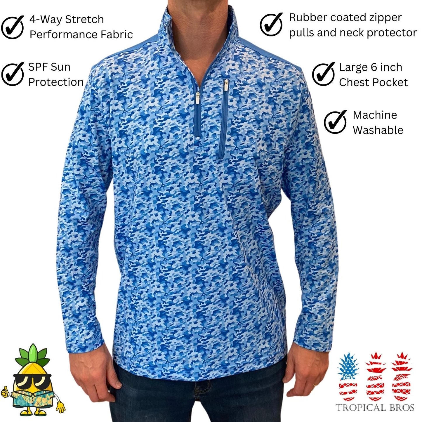 Blue Camo Quarter Zip by Tropical Bros