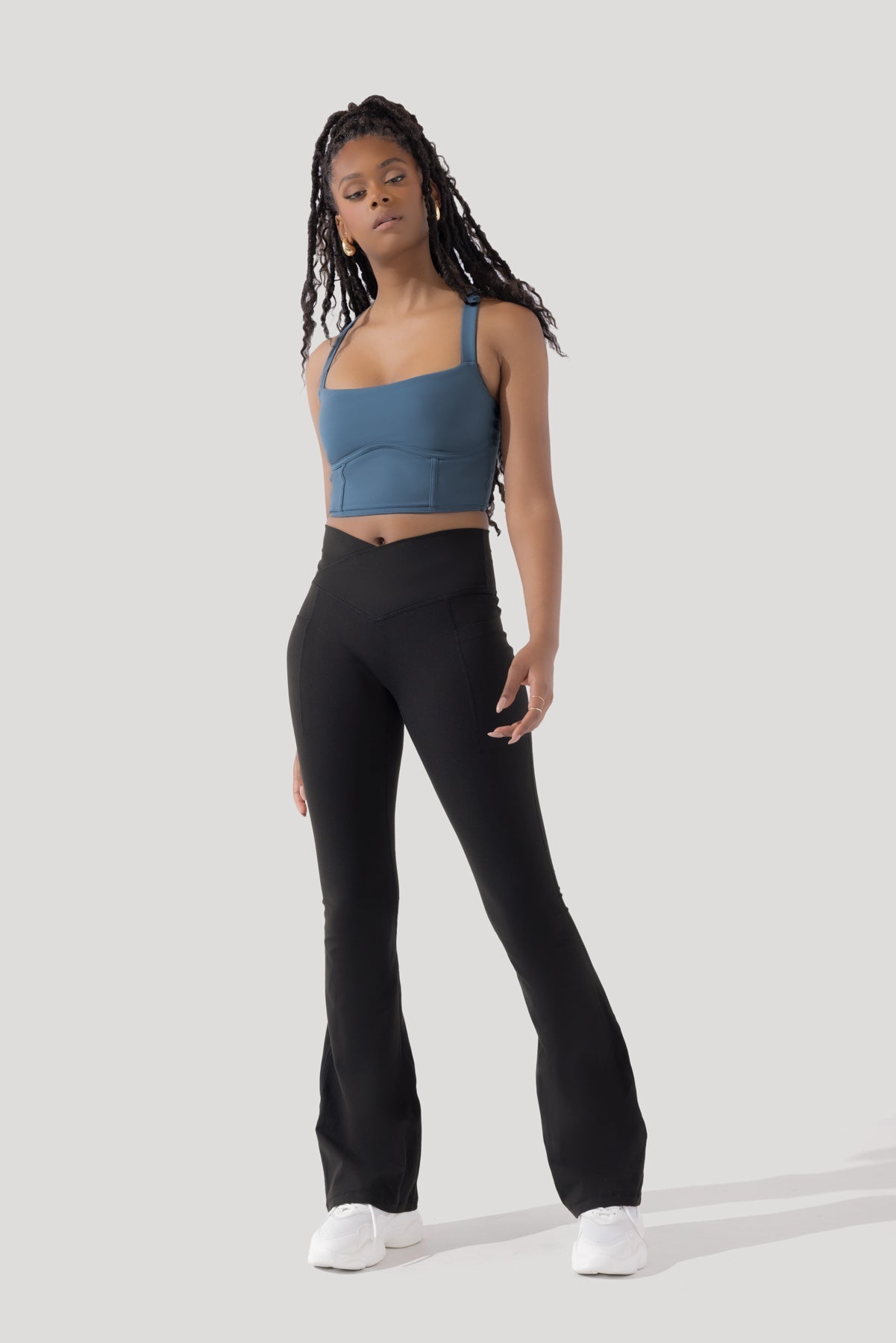 Crisscross Hourglass® Flared Leggings with Pockets - Black by POPFLEX®