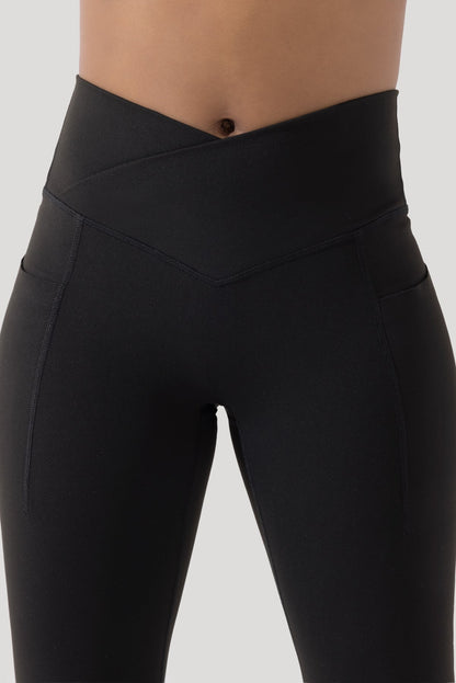 Crisscross Hourglass® Flared Leggings with Pockets - Black by POPFLEX®