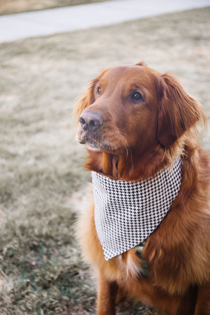 Black Houndstooth Reversible Dog Bandana by Uptown Pups