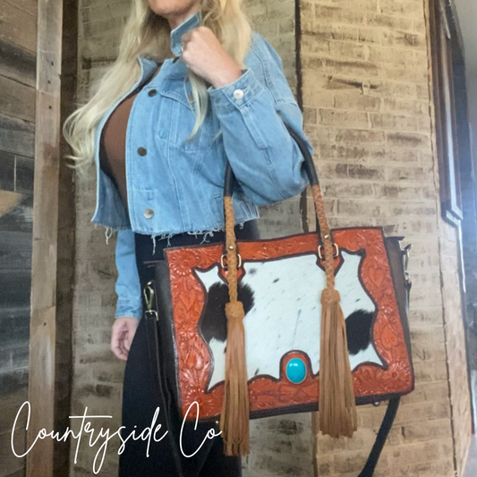 Athena Cowhide Concealed Carry Tote Purse by Countryside Co.