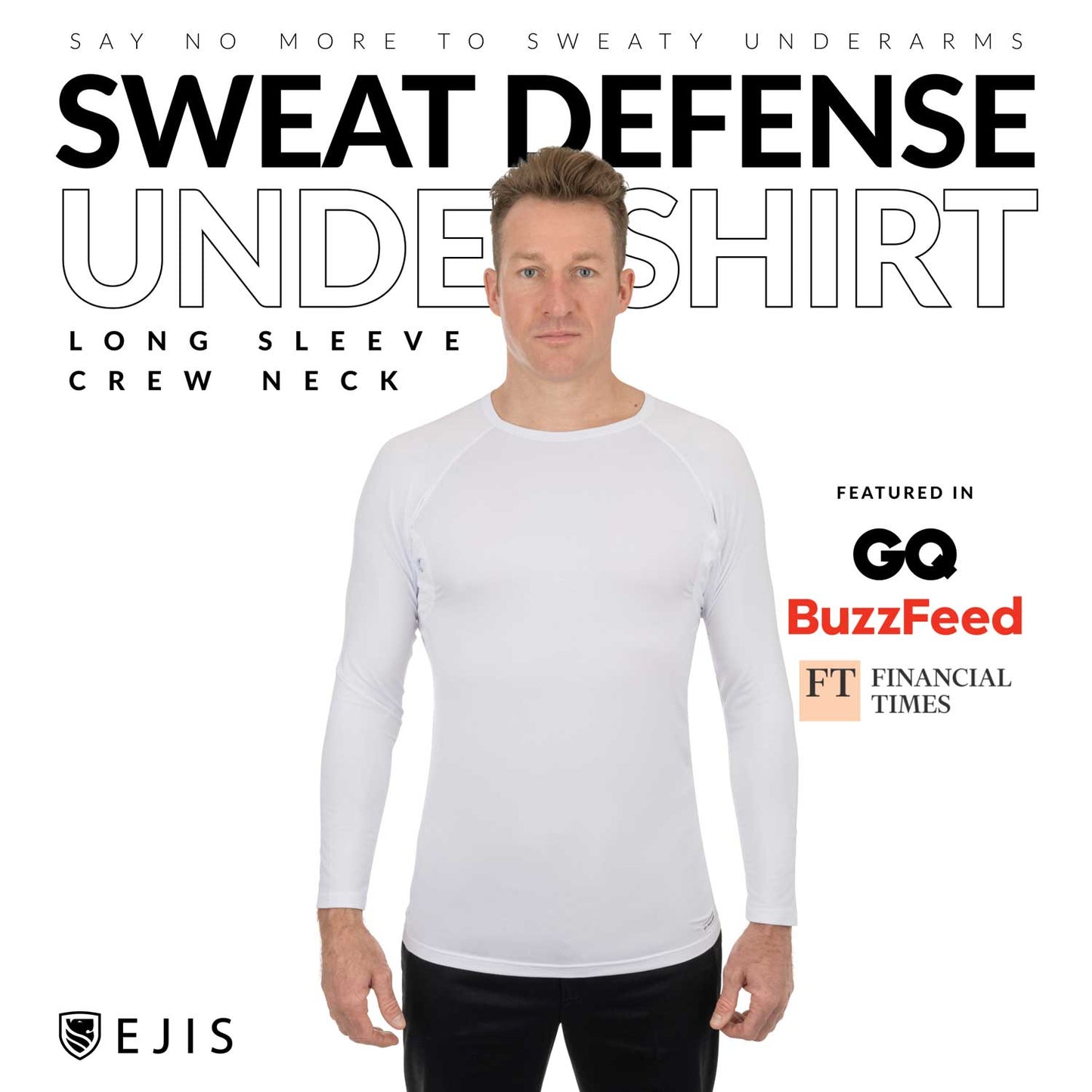 Crew Neck Long Sleeve Micro Modal Sweat Proof Undershirt For Men by Ejis