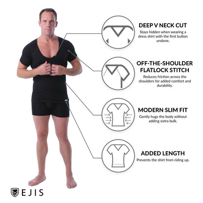 Deep V Cotton Sweat Proof Undershirt For Men by Ejis