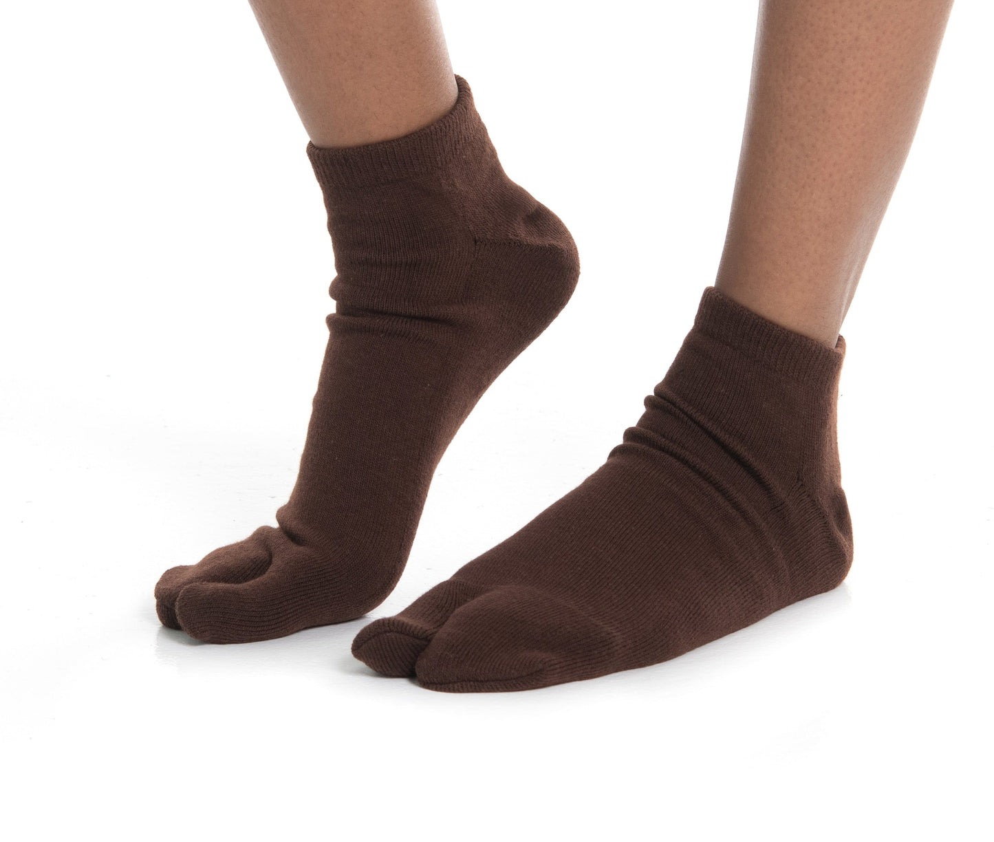 Thicker V-Toe Athletic or Casual Brown Flip-Flop Tabi Socks Cotton Blend Comfortable Stylish - Ankle Socks by V-Toe Socks, Inc