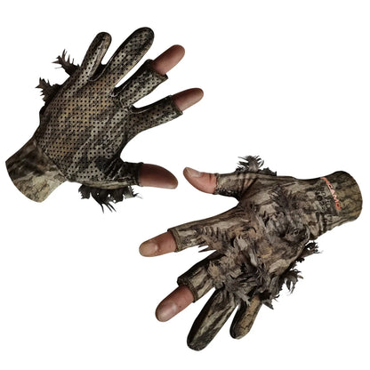 Leafy Camo Gloves (Fingerless or Touchscreen Tips) by QuikCamo