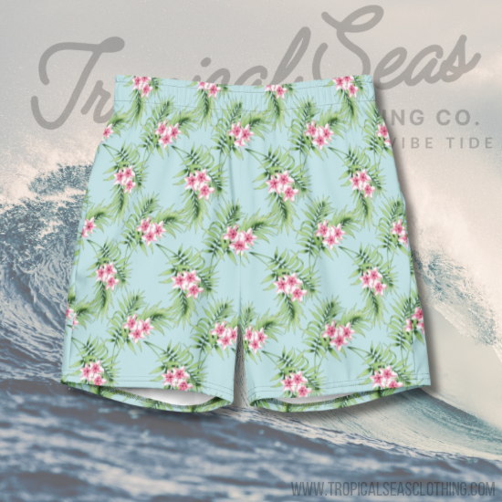 Men's Floral Island Board Shorts by Tropical Seas Clothing