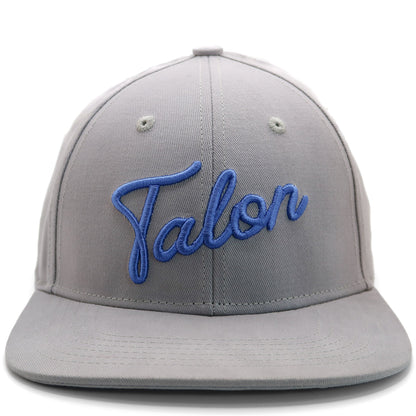 Flat Brim Hat - Grey w/ Royal Script by Talon Golf