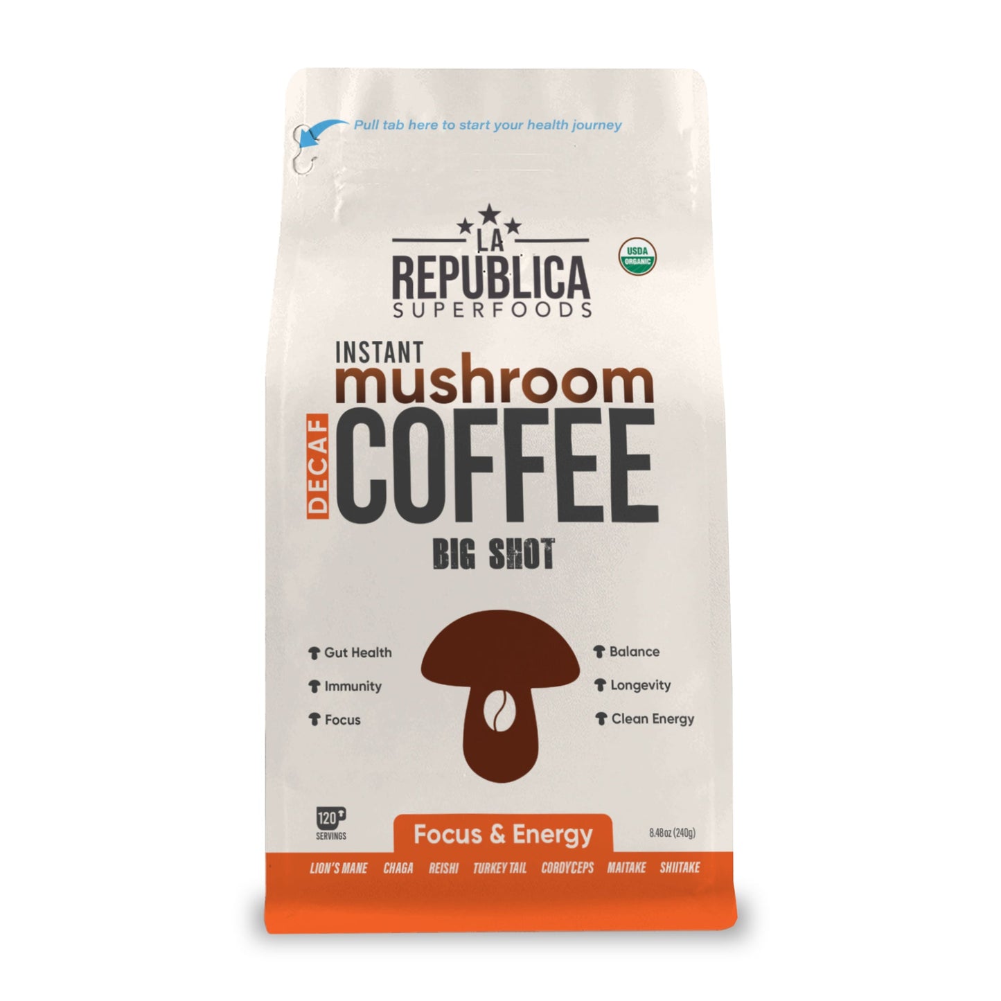 DECAF BIG SHOT INSTANT MUSHROOM COFFEE by La Republica Superfoods