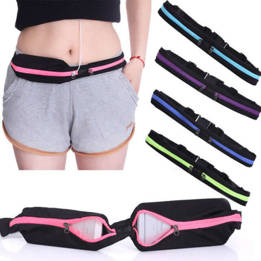 Stride Dual Pocket Running Belt and Travel Fanny Pack for All Outdoor Sports by Jupiter Gear