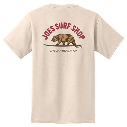 Joe's Surf Shop Surfing Bear Heavyweight Pocket Tee by Joe's Surf Shop