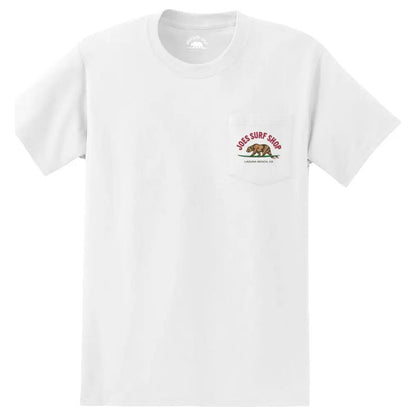 Joe's Surf Shop Surfing Bear Heavyweight Pocket Tee by Joe's Surf Shop