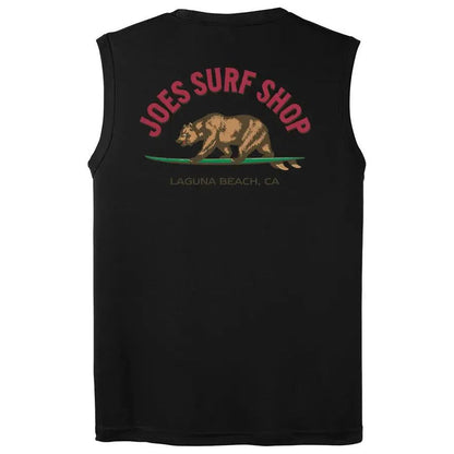 Joe's Surf Shop Surfing Bear Sleeveless Graphic Workout Tee by Joe's Surf Shop