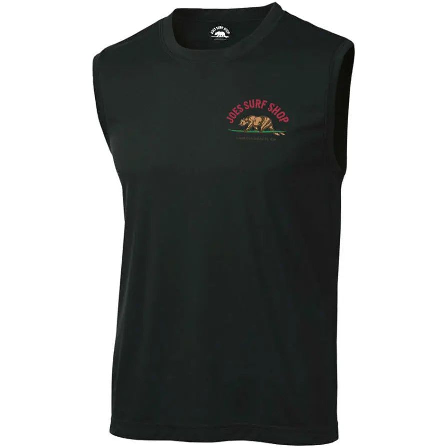 Joe's Surf Shop Surfing Bear Sleeveless Graphic Workout Tee by Joe's Surf Shop