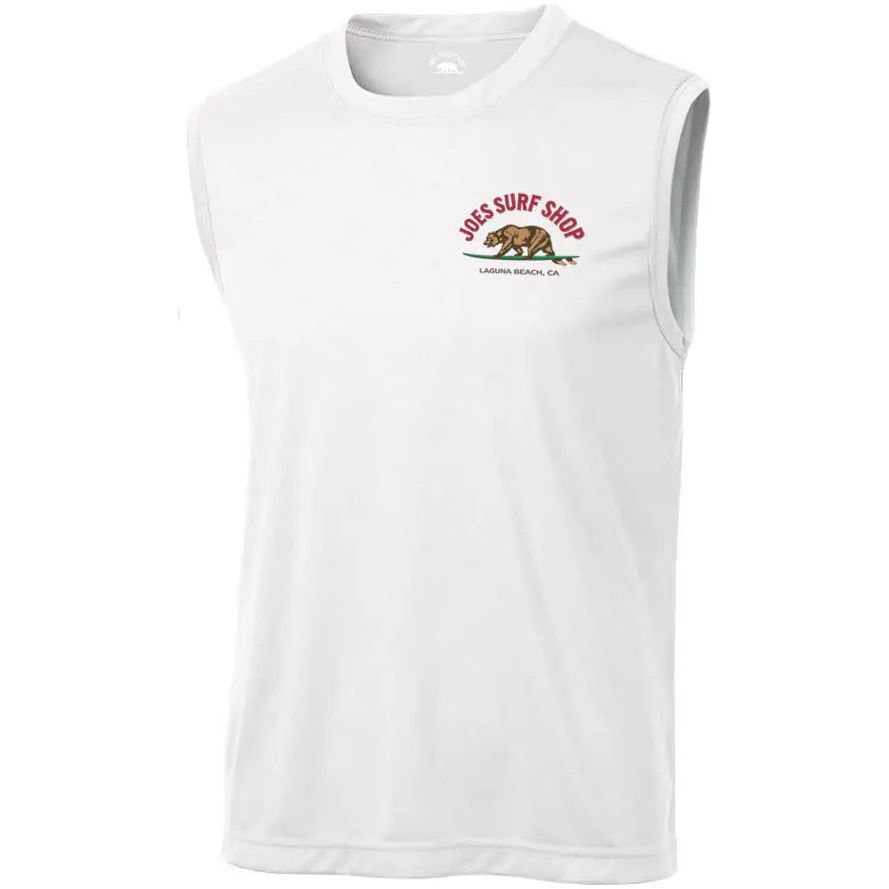 Joe's Surf Shop Surfing Bear Sleeveless Graphic Workout Tee by Joe's Surf Shop