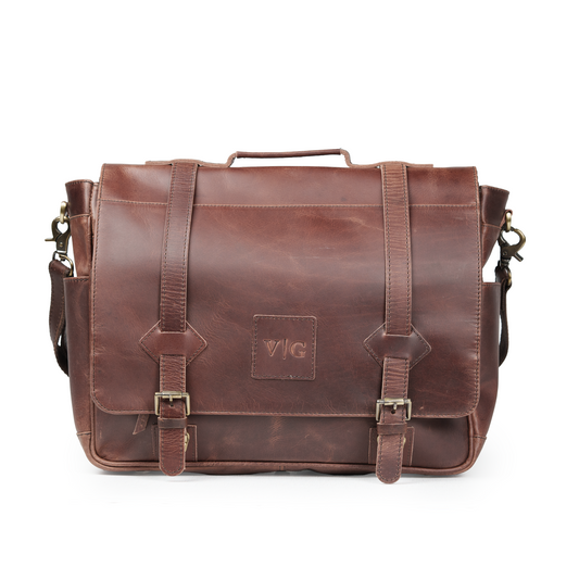 The “Lewis” Buffalo Leather Messenger Bag by Vintage Gentlemen